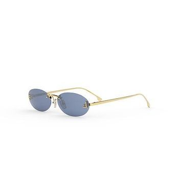 Солнцезащитные очки Fendi First Crystal Ovale Sonnenbrille Gold/Blue 1158 фото