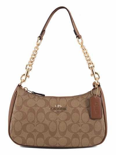 バッグ COACH Signature Mini Shoulder Bag Brown Купити Сумка Coach Teri Shoulder Bag In Signature Canvas khaki