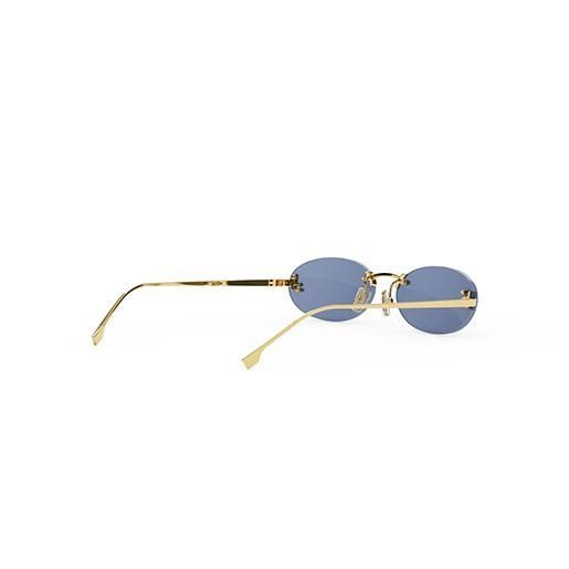 Солнцезащитные очки Fendi First Crystal Ovale Sonnenbrille Gold/Blue 1158 фото