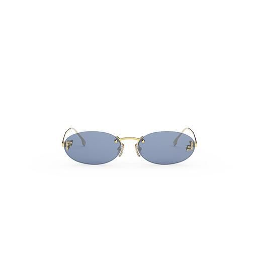 Солнцезащитные очки Fendi First Crystal Ovale Sonnenbrille Gold/Blue 1158 фото