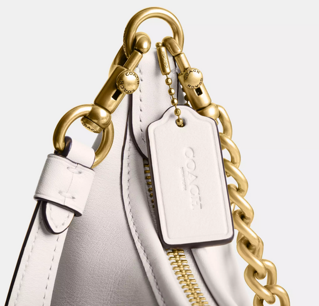 Жіноча шкіряна сумка Coach Juliet Shoulder Bag 25 Brass/Chalk 196395632756 фото