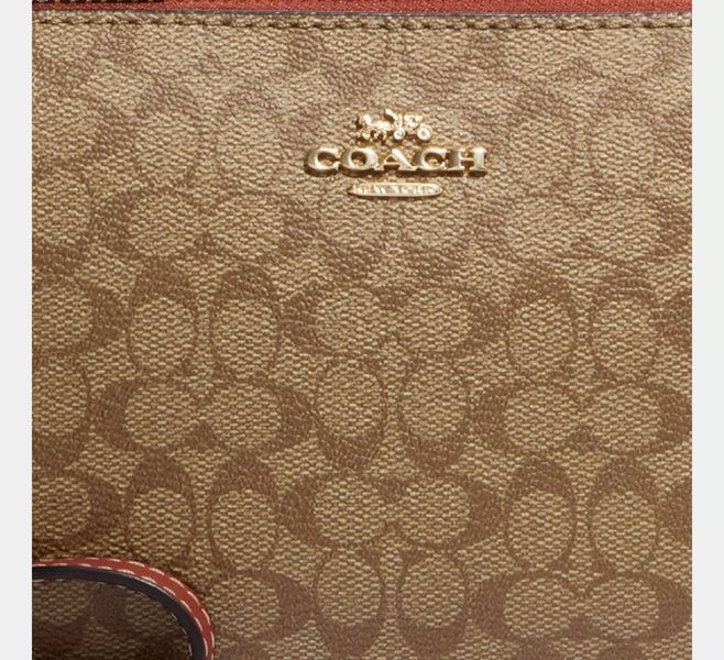 Сумка женская Coach Nolita 19 In Colorblock Micro Signature Canvas Brown 1067 фото