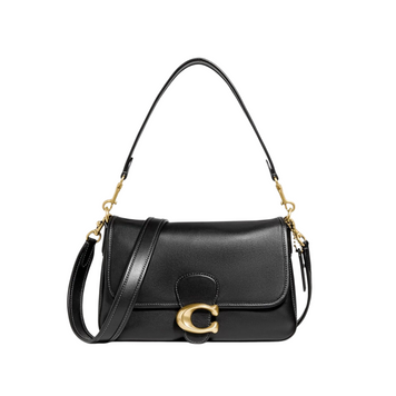 Женская кожаная сумка Coach Soft Tabby Shoulder Bag Black/Gold bag29102 фото