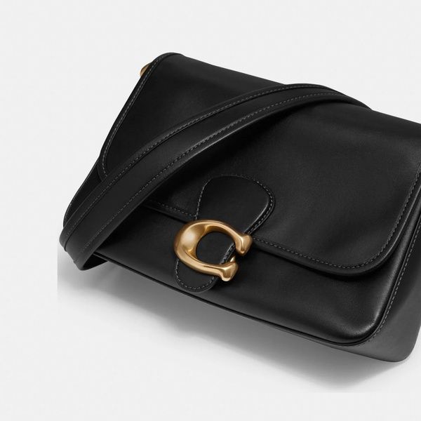 Женская кожаная сумка Coach Soft Tabby Shoulder Bag Black/Gold bag29102 фото