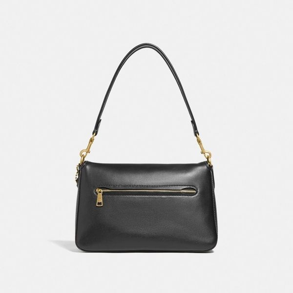 Женская кожаная сумка Coach Soft Tabby Shoulder Bag Black/Gold bag29102 фото