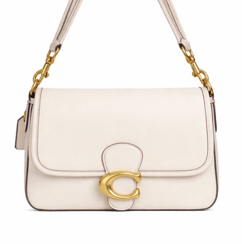 Женская кожаная сумка Coach Soft Tabby Shoulder Bag Brass/Chalk bag003 фото