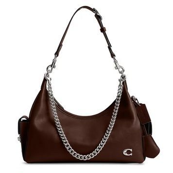 Женская кожаная сумка COACH Pocket Medium Juliet Bag 30 Silver/Maple 196395881154 фото
