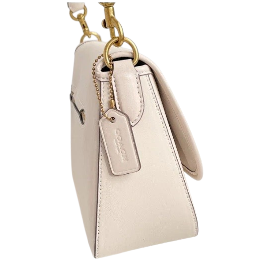 Женская кожаная сумка Coach Soft Tabby Shoulder Bag Brass/Chalk bag003 фото