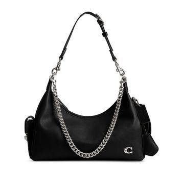 Женская кожаная сумка COACH Pocket Medium Juliet Bag 30 Silver/Black 196395881185 фото