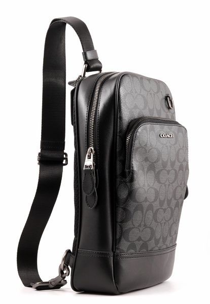 Сумка кожаная Coach Ethan Pack In Signature Canvas черная мужская 196395195367 фото