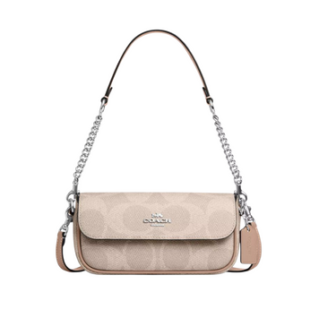 Женская сумка COACH Hailey Flap Bag In Signature Canvas Silver/Sand/Taupe CAN70-Sand/Taupe фото