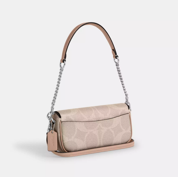 Женская сумка COACH Hailey Flap Bag In Signature Canvas Silver/Sand/Taupe CAN70-Sand/Taupe фото