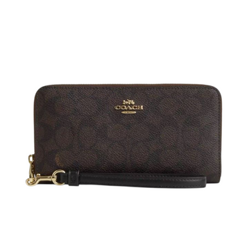 Кошелек Coach Long Zip Around Wallet In Signature Canvas C4452-IM/BROWN/BLACK фото