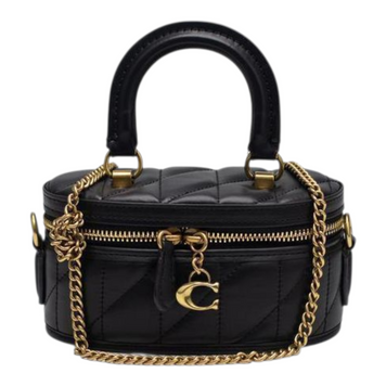 Женская кожаная сумка Coach Trail Crossbody 17 With Pillow Quilting Black/Gold 196395399987 фото