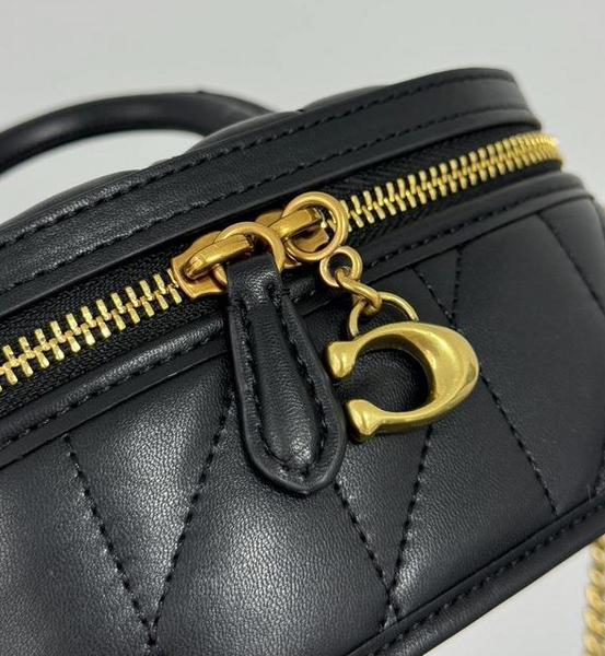 Женская кожаная сумка Coach Trail Crossbody 17 With Pillow Quilting Black/Gold 196395399987 фото