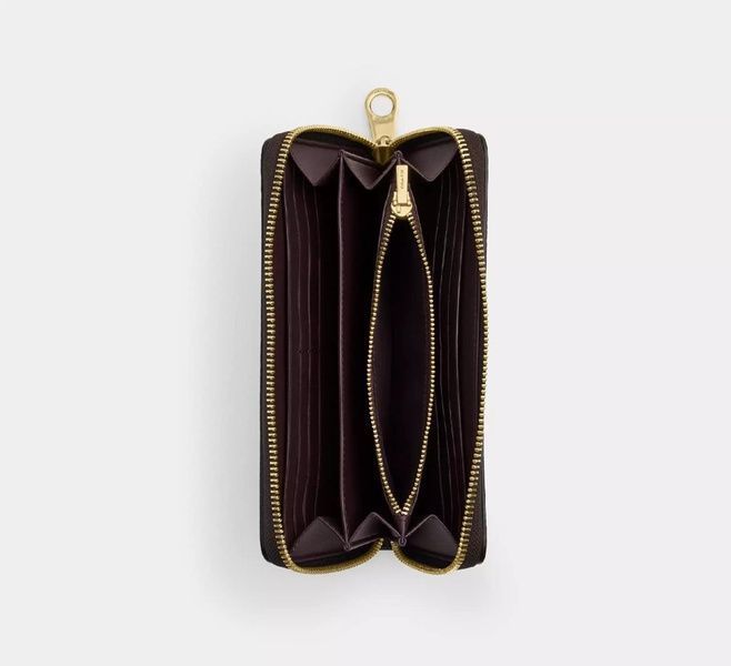 Кошелек Coach Long Zip Around Wallet In Signature Canvas C4452-IM/BROWN/BLACK фото