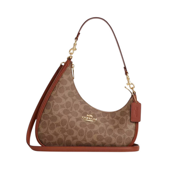 Женская сумка Coach Twisted Teri Shoulder Bag In Signature Canvas Signature Canvas/IM/Tan/Caramel CBI02-Gold фото