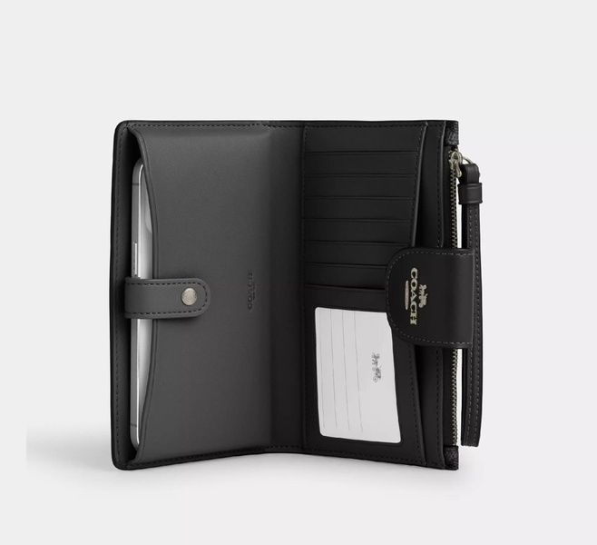 Кошелек Coach Phone Wallet In Signature Canvas C2874-SV/Graphite/Black фото