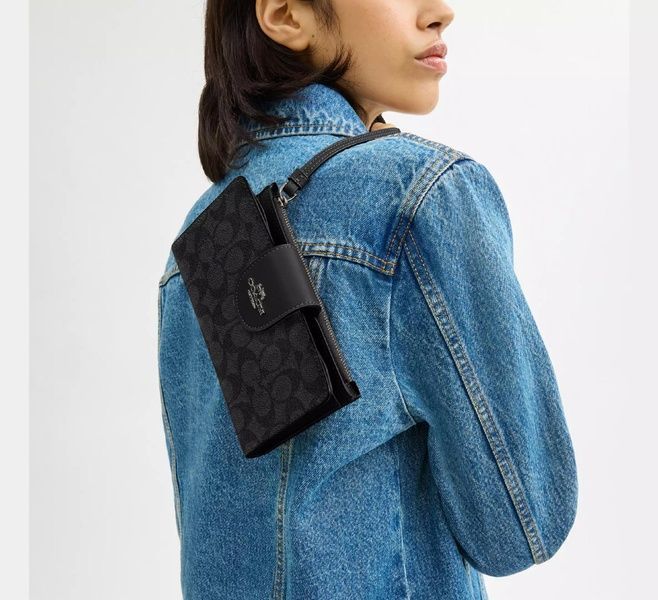Кошелек Coach Phone Wallet In Signature Canvas C2874-SV/Graphite/Black фото