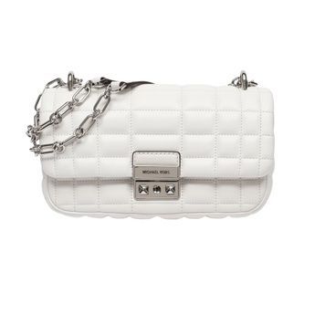 Сумка женская Michael Kors Tribeca Large Quilted Leather Shoulder Bag White/Silver 196237506979 фото