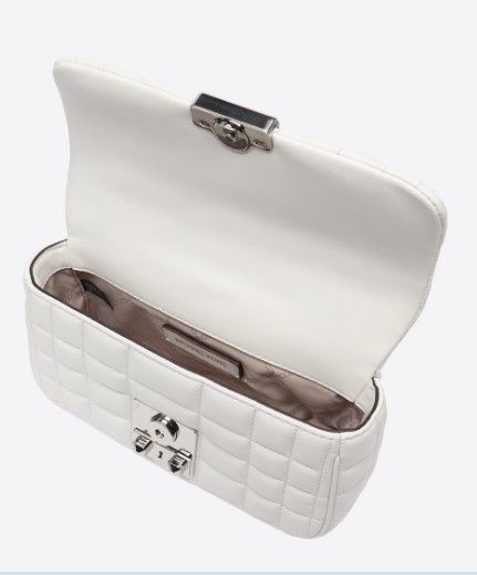Сумка женская Michael Kors Tribeca Large Quilted Leather Shoulder Bag White/Silver 196237506979 фото