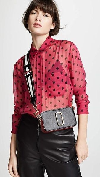 Кожаная сумка Marc Jacobs The Snapshot Black-Red 1002 фото