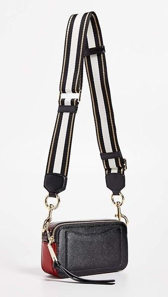 Кожаная сумка Marc Jacobs The Snapshot Black-Red 1002 фото