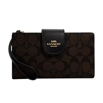 Кошелек Coach Phone Wallet In Signature Canvas коричневый C2874-IM/BROWN/BLACK фото