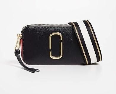 Кожаная сумка Marc Jacobs The Snapshot Black-Red 1002 фото