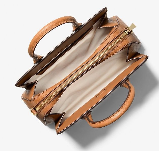 Женская сумка Michael Kors Laila Small Signature Logo Satchel VANILLA/ACORN 110218 фото