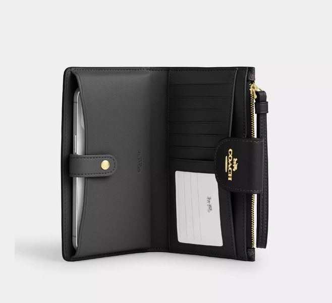 Кошелек Coach Phone Wallet In Signature Canvas коричневый C2874-IM/BROWN/BLACK фото