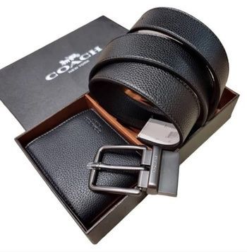 Подарочный набор Coach кожаный кошелек и ремень Boxed Wallet And Belt Set In Signature Canvas #1 195031161421 фото