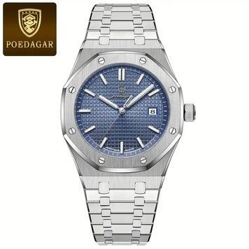 Мужские часы Poedagar Piguet серебряные, синий циферблат 94809902 фото