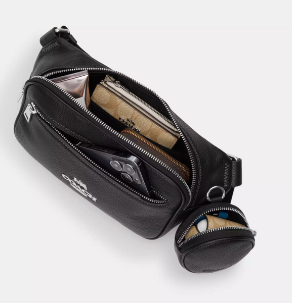 Сумка Coach Elias Belt Bag In Signature canvas, Gunmetal/Charcoal/Black 195031930591 фото