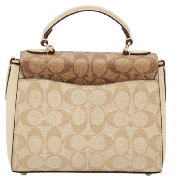 Жіноча шкіряна сумка Coach Morgan 21 Top Handle Satchel Gold / Light Khaki Chalk 480 фото
