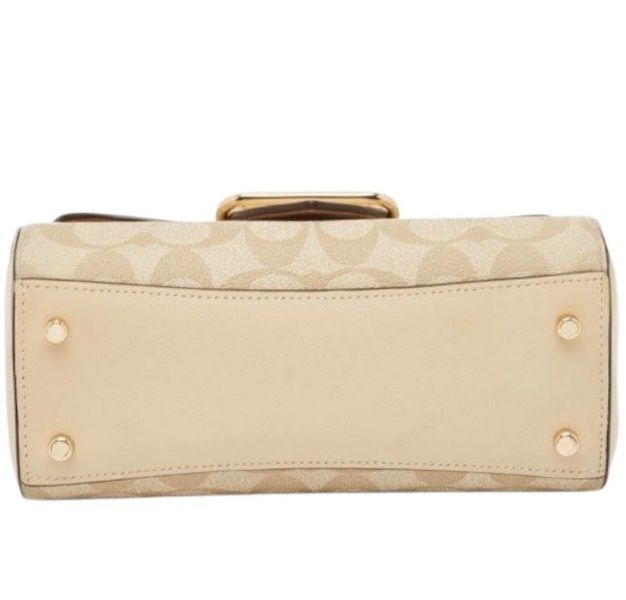 Жіноча шкіряна сумка Coach Morgan 21 Top Handle Satchel Gold / Light Khaki Chalk 480 фото