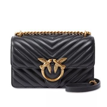 Женская кожаная сумка Pinko Love One Classic Mini, чёрная b09043 фото
