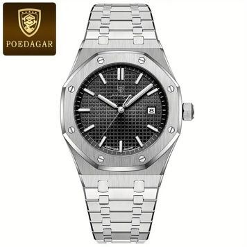 Мужские часы Poedagar Piguet серебряные, черный циферблат 94815038 фото