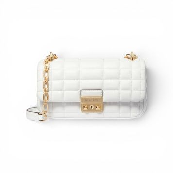 Сумка жіноча Michael Kors Tribeca Small Quilted Leather Shoulder Bag White/Gold b18061 фото