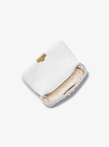 Сумка жіноча Michael Kors Tribeca Small Quilted Leather Shoulder Bag White/Gold b18061 фото