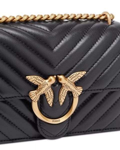 Женская кожаная сумка Pinko Love One Classic Mini, чёрная b09043 фото