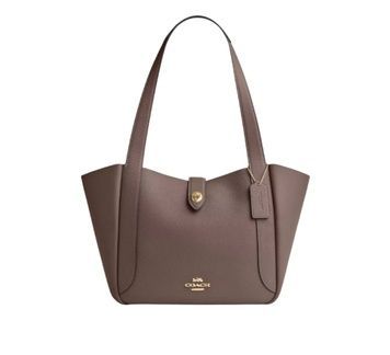 Сумка Coach Hadley Turnlock Tote Bag, pebbled leather/Gold/Dark Stone 196395775989 фото