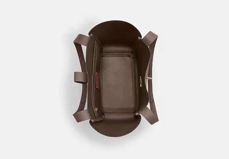 Сумка Coach Hadley Turnlock Tote Bag, pebbled leather/Gold/Dark Stone 196395775989 фото
