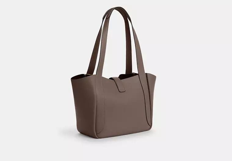 Сумка Coach Hadley Turnlock Tote Bag, pebbled leather/Gold/Dark Stone 196395775989 фото