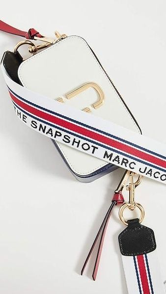 Кожаная сумка Marc Jacobs The Snapshot New Coconut Multi бело-красная 1020 фото