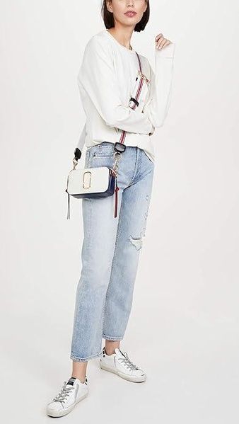 Кожаная сумка Marc Jacobs The Snapshot New Coconut Multi бело-красная 1020 фото