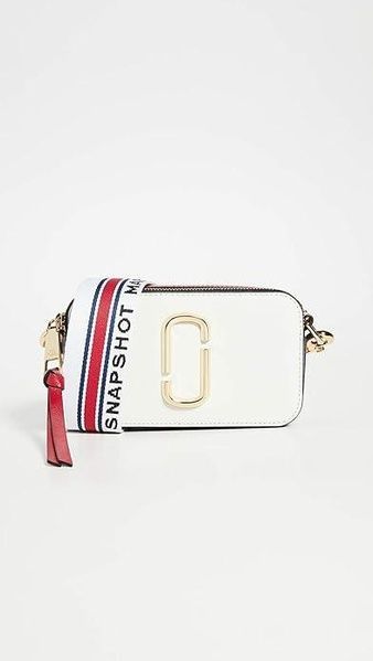 Кожаная сумка Marc Jacobs The Snapshot New Coconut Multi бело-красная 1020 фото