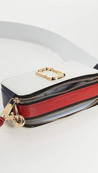 Кожаная сумка Marc Jacobs The Snapshot New Coconut Multi бело-красная 1020 фото