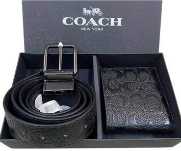 Подарочный набор Coach кожаный кошелек и ремень Boxed Wallet And Belt Set In Signature Canvas #4 889532539765 фото