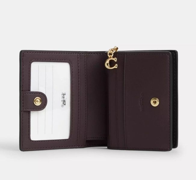 Компактный женский кошелек Coach Snap Wallet In Signature Canvas Gold Walnut Black w1709 фото